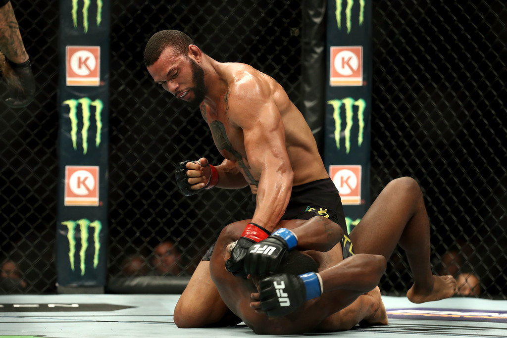 Thiago Santos beats on Kevin Holland at UFC 227