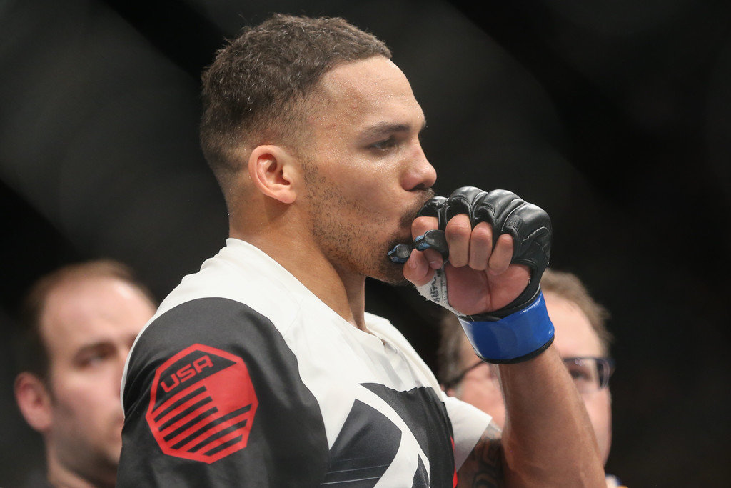 Eryk Anders celebrates his knockout win over Rafael Natal