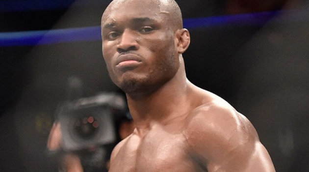 Kamaru Usman stands across from his opponent at a UFC Fight Night