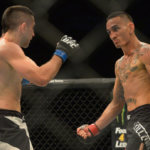 Max Holloway stares down Ricardo Lamas at UFC 199