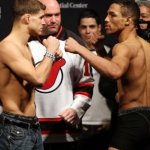 Al Iaquinta and Kevin Lee at the UFC 169 weigh-ins