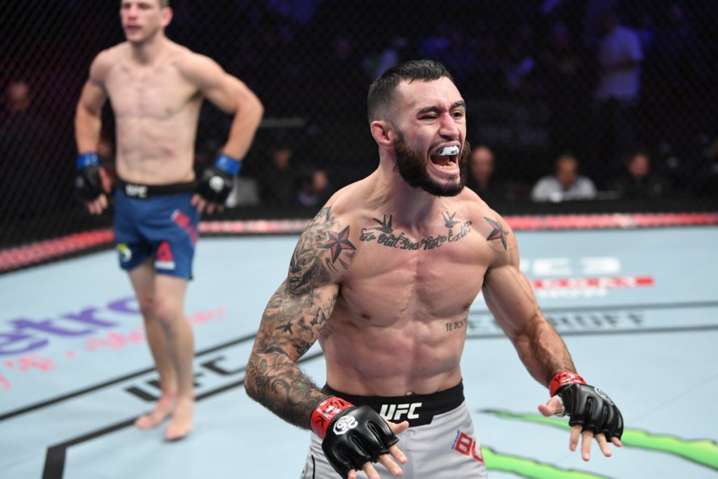 Shane Burgos after defeating Kurt Holobaugh at UFC 230