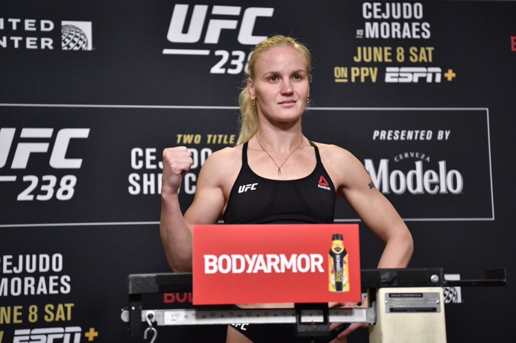 Valentina Shevchenko weighs in for UFC 238