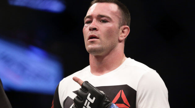 Colby Covington of United States (front) gestures after defeating Dong Hyun Kim
